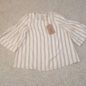 NWT Taupe Ruffle Top